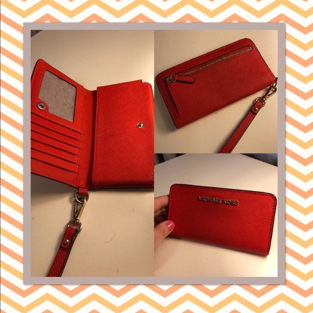 Michael KORS Saffiano Slim Red Wallet